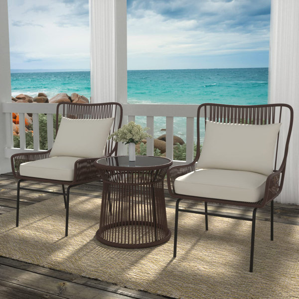Bayou Breeze Wicker/Rattan 2 Person Seating Group with Cushions Wayfair